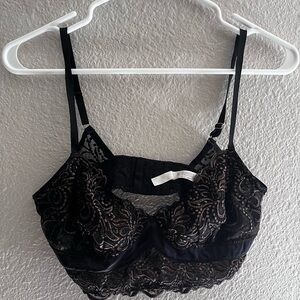 Free People Black and Gold Lace Bralette